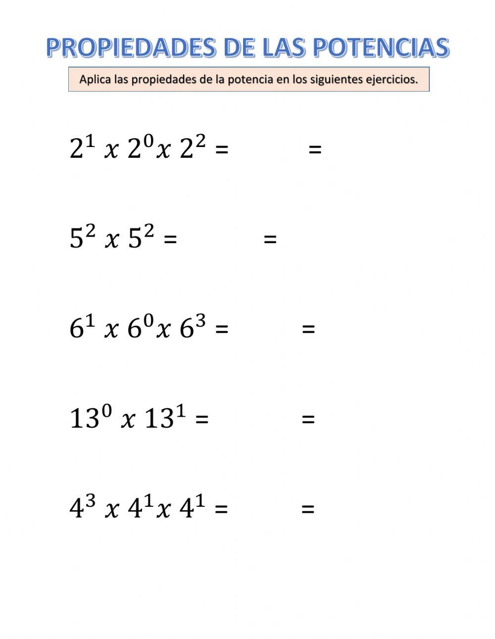 Propiedades de las potencias