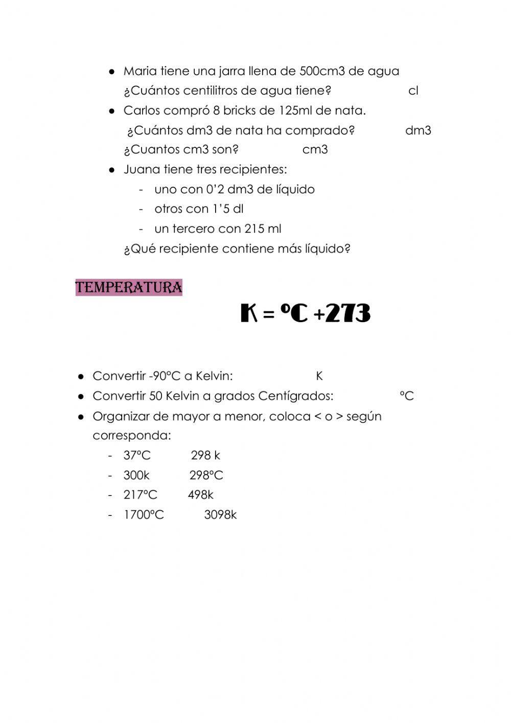 Ley de los gases: Cambio de Unidades