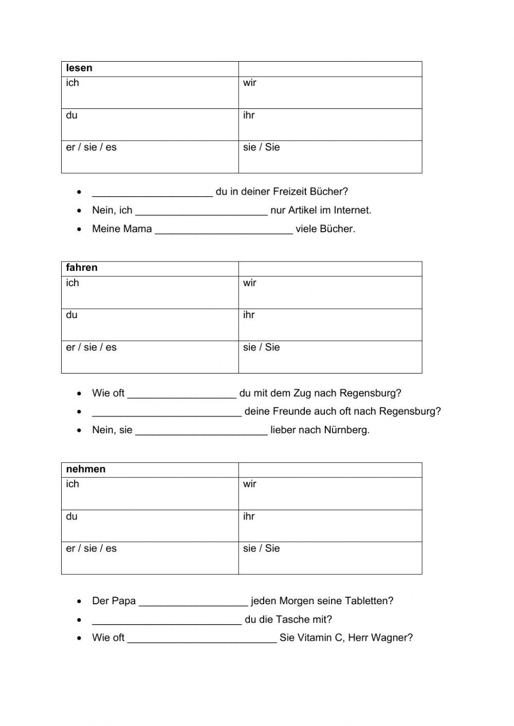 Konjugation der Verben