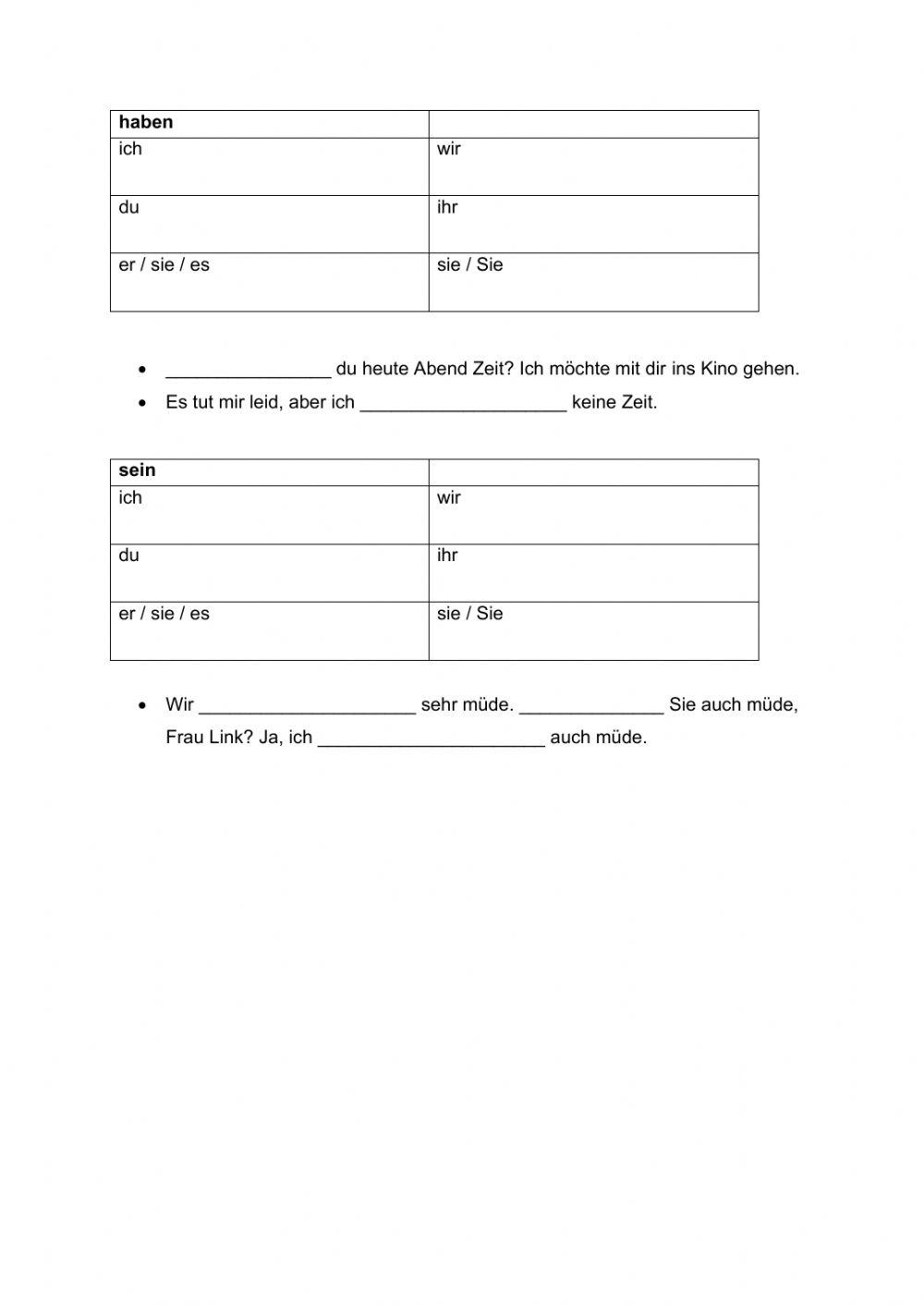 Konjugation der Verben