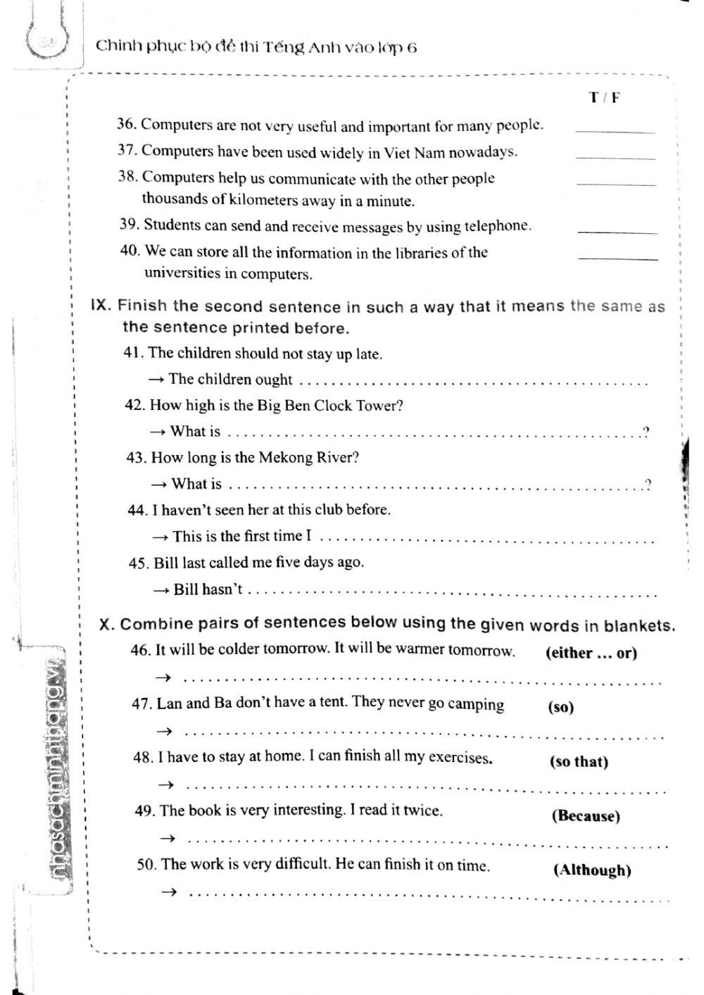 English 6 - Đề số 13