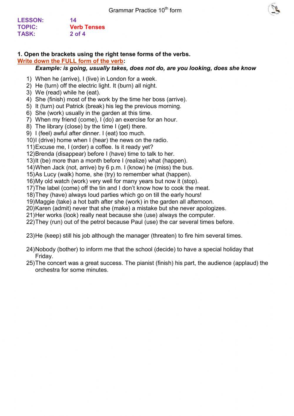 Perfect Continuous (10th) ex2