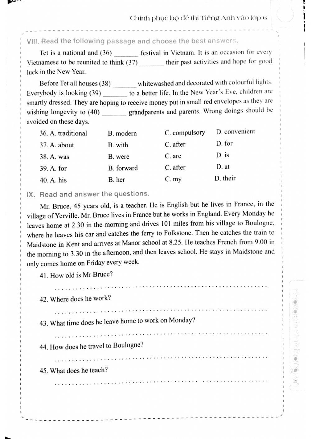 English 6 - Đề số 14