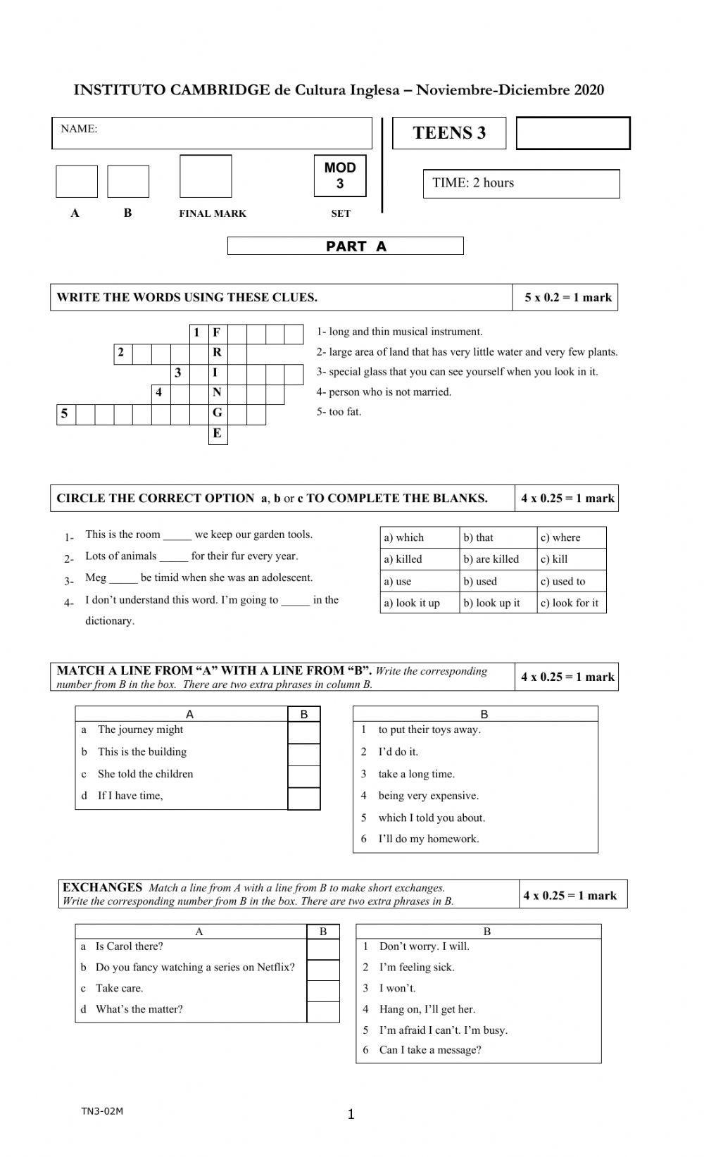 Teens 3 -FINAL EXAM- THOMAS