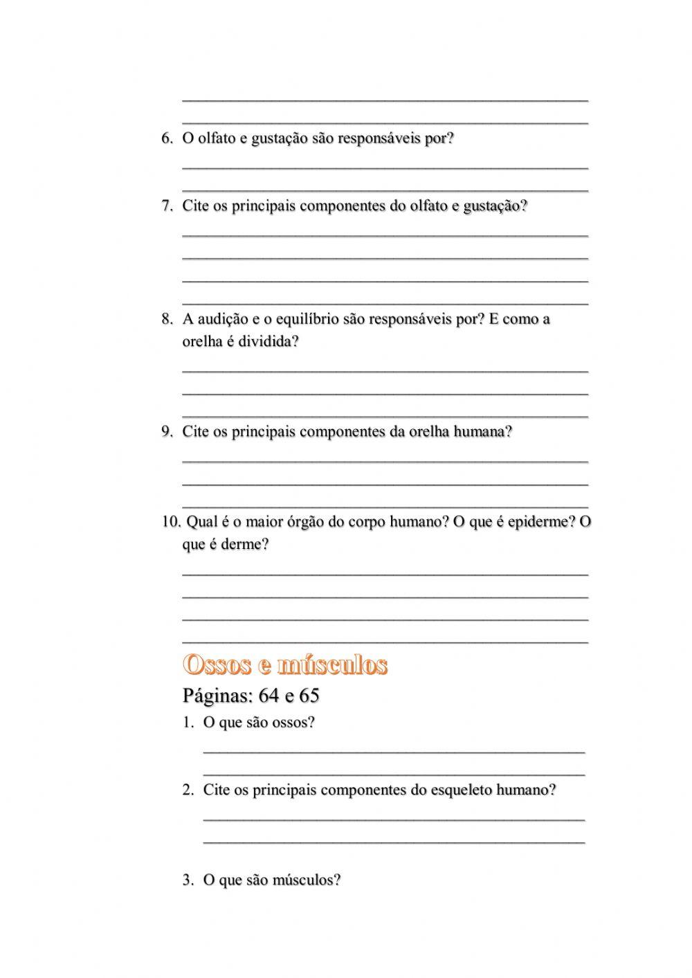 Ciências: atividade para os alunos em pendências