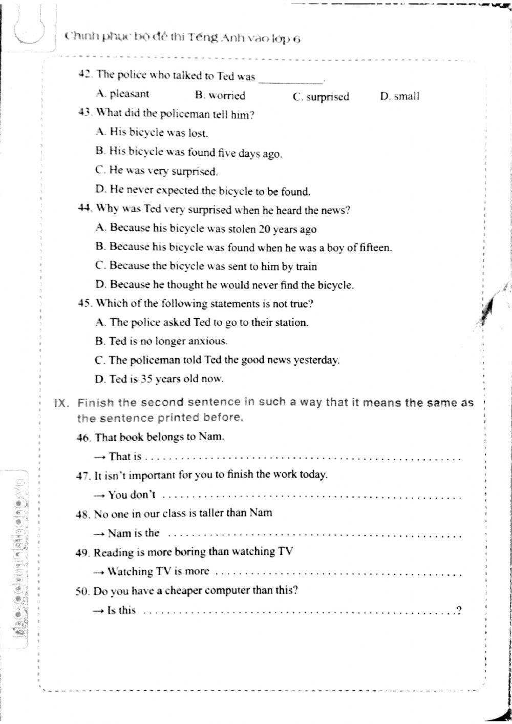 English 6 - Đề số 17