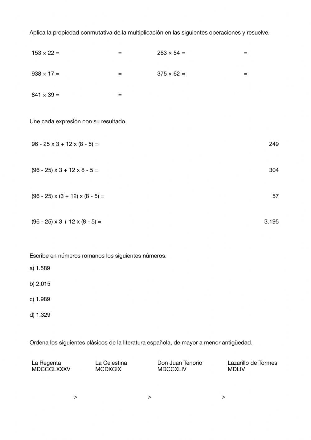 Repaso Naturales y romanos 3