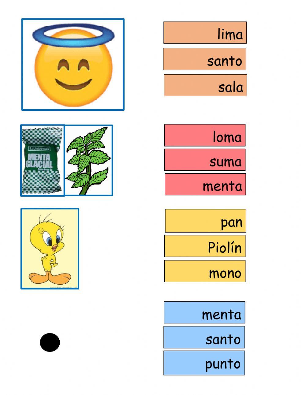 Palabras con an en in on un