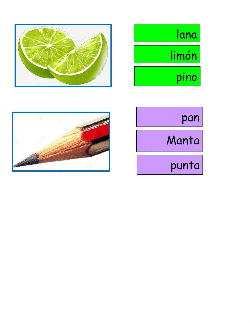 Palabras con an en in on un