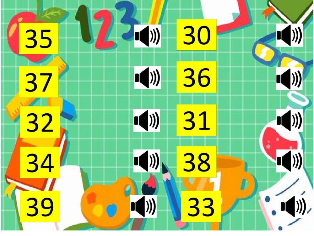 Los numeros 20, 30,40,50