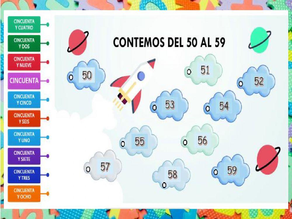 Los numeros 20, 30,40,50