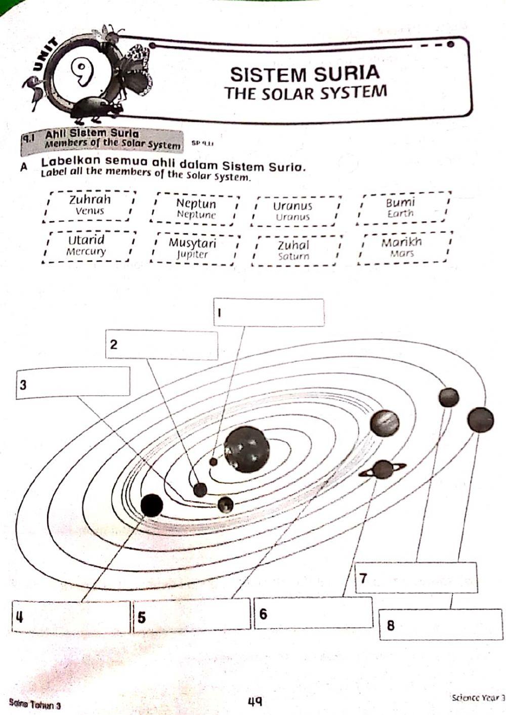 The Solar system online exercise for grade 3 | Live Worksheets