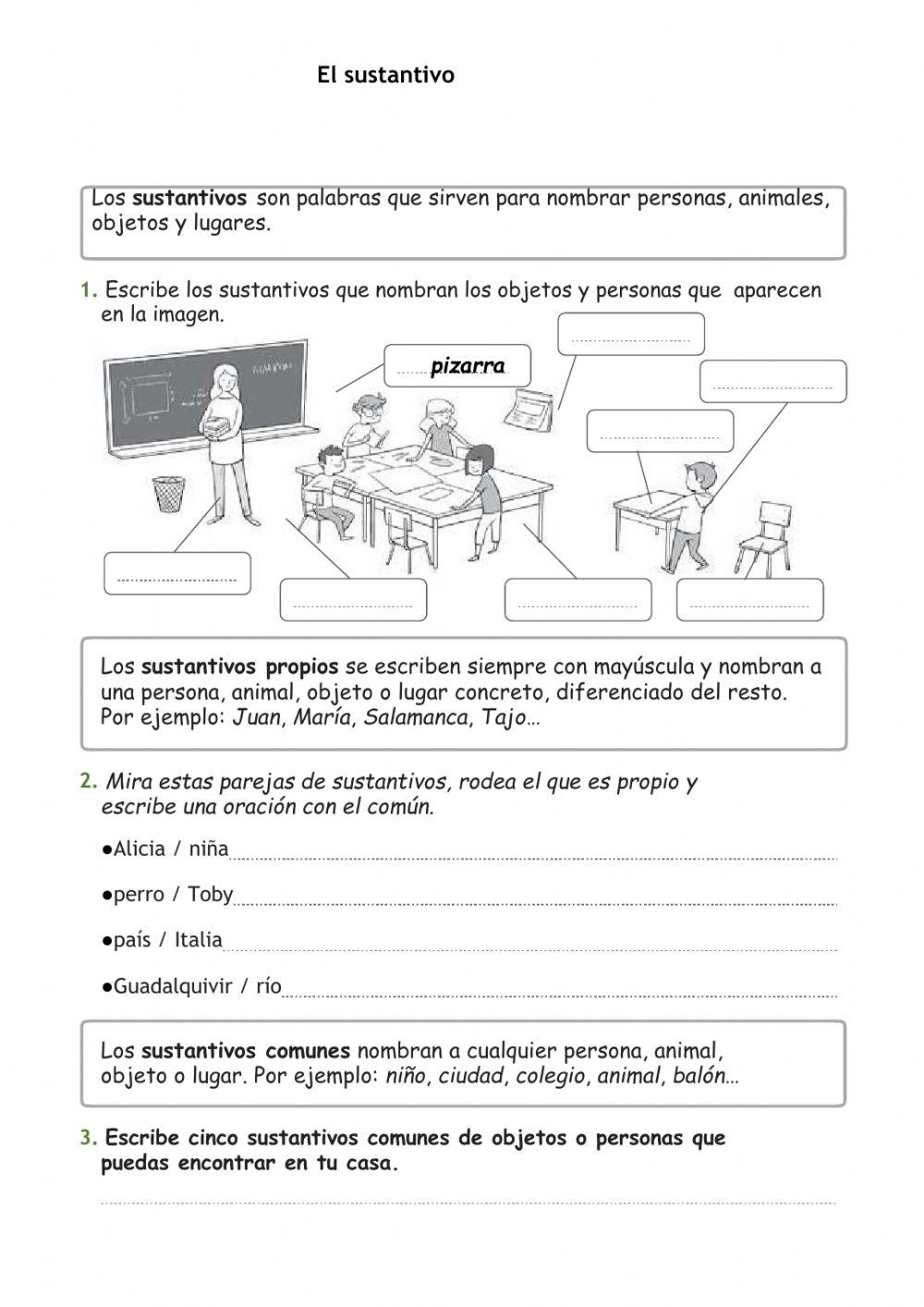 Clases de nombres o sustantivos