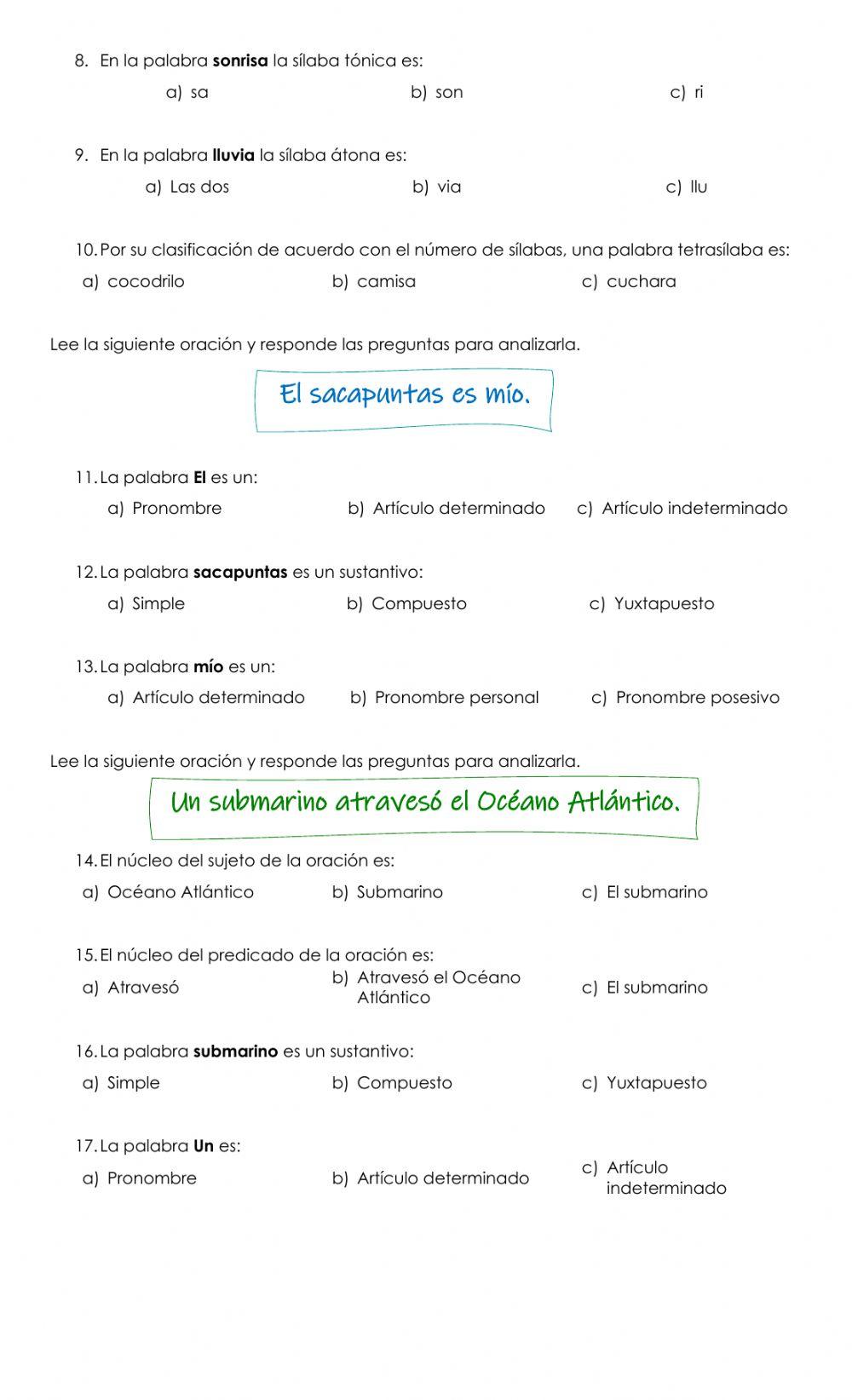 Cuestionario Español