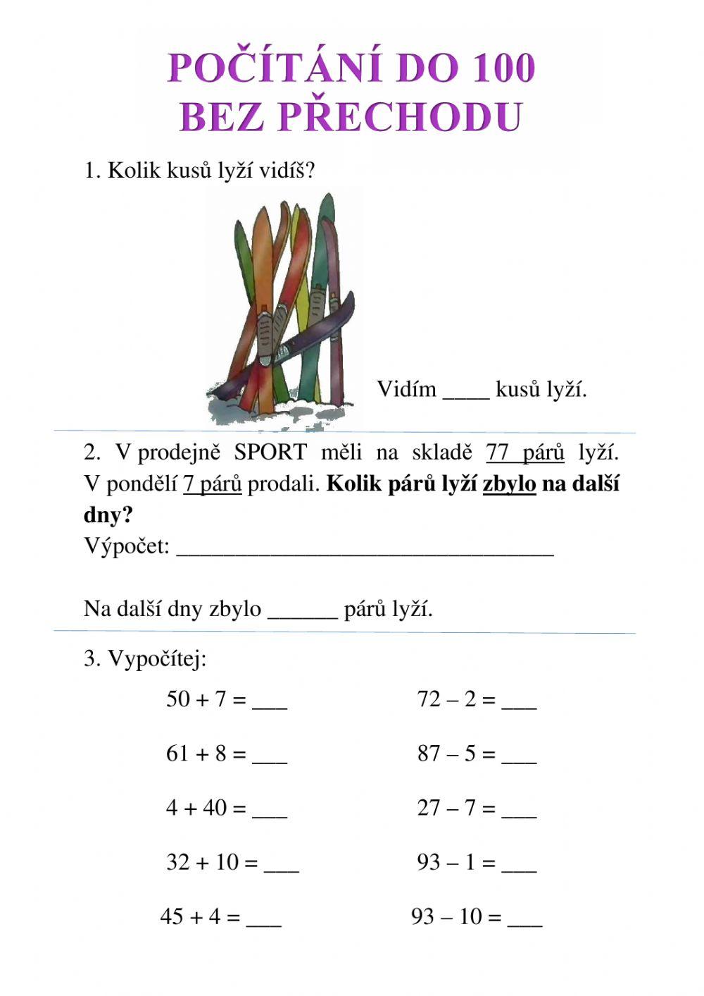 Počítání do 100 bez přechodu