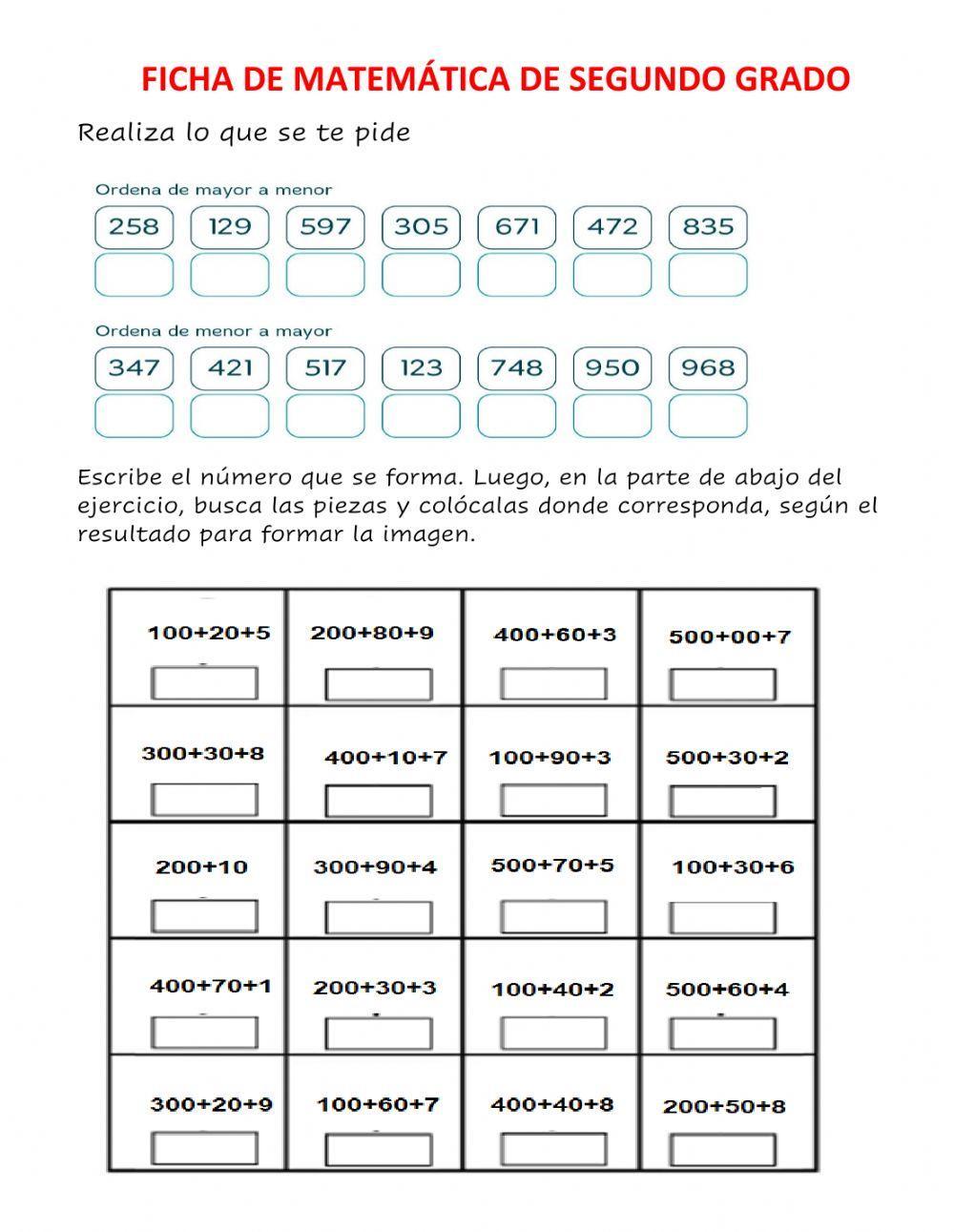 Ficha De Matematica Segundo Grado Worksheet Live Worksheets