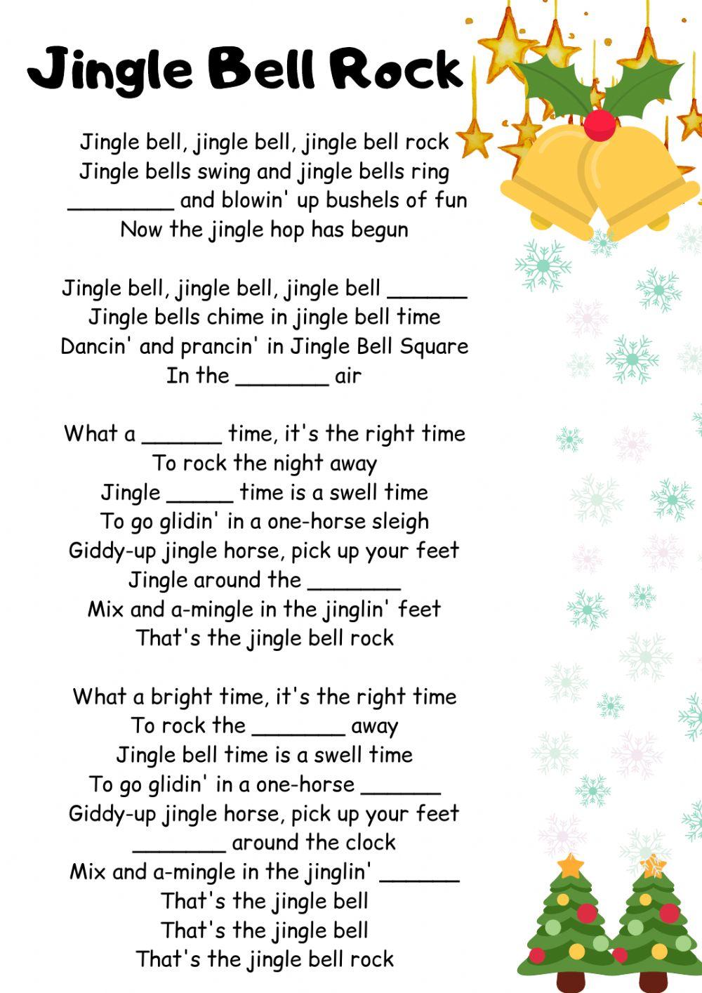 Jingle Bell Rock song and nursery rh…: English ESL worksheets pdf & doc