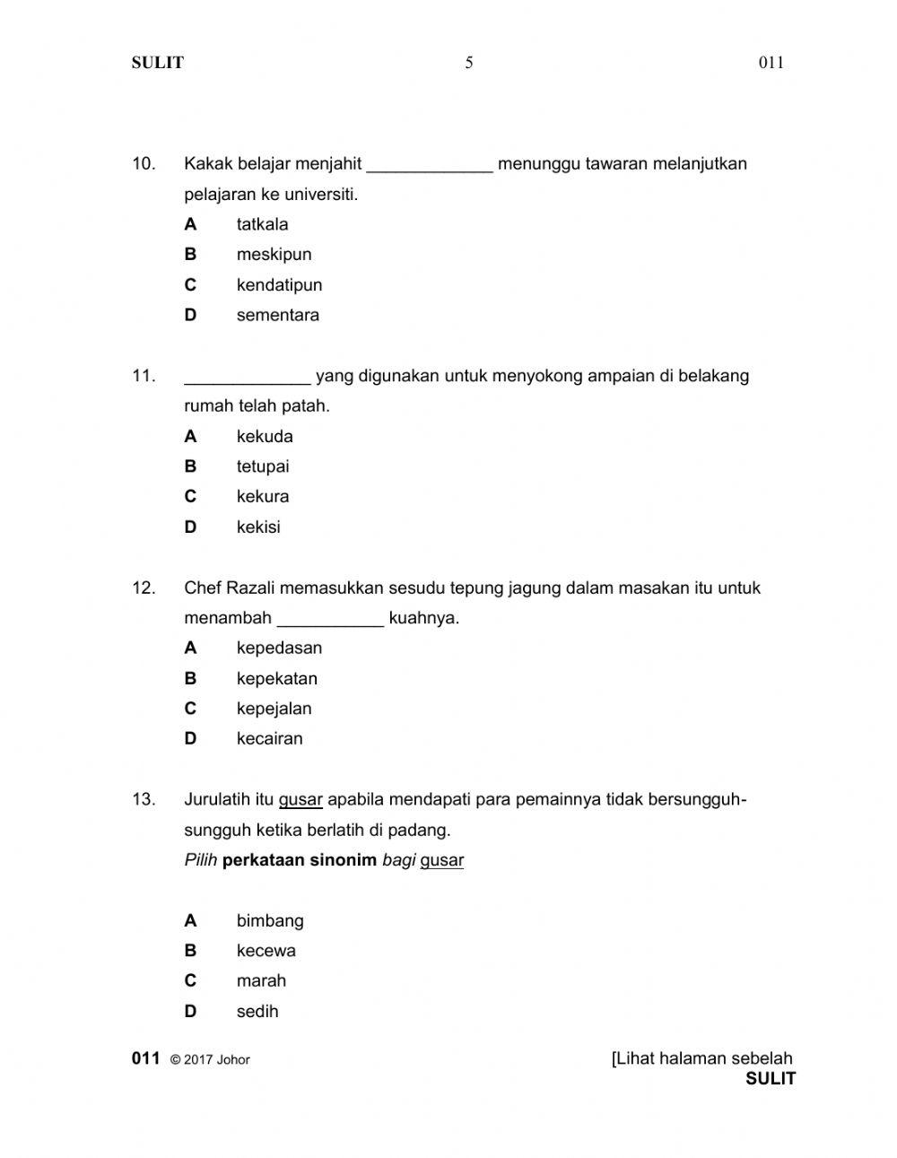 Pemahaman Bahagian A