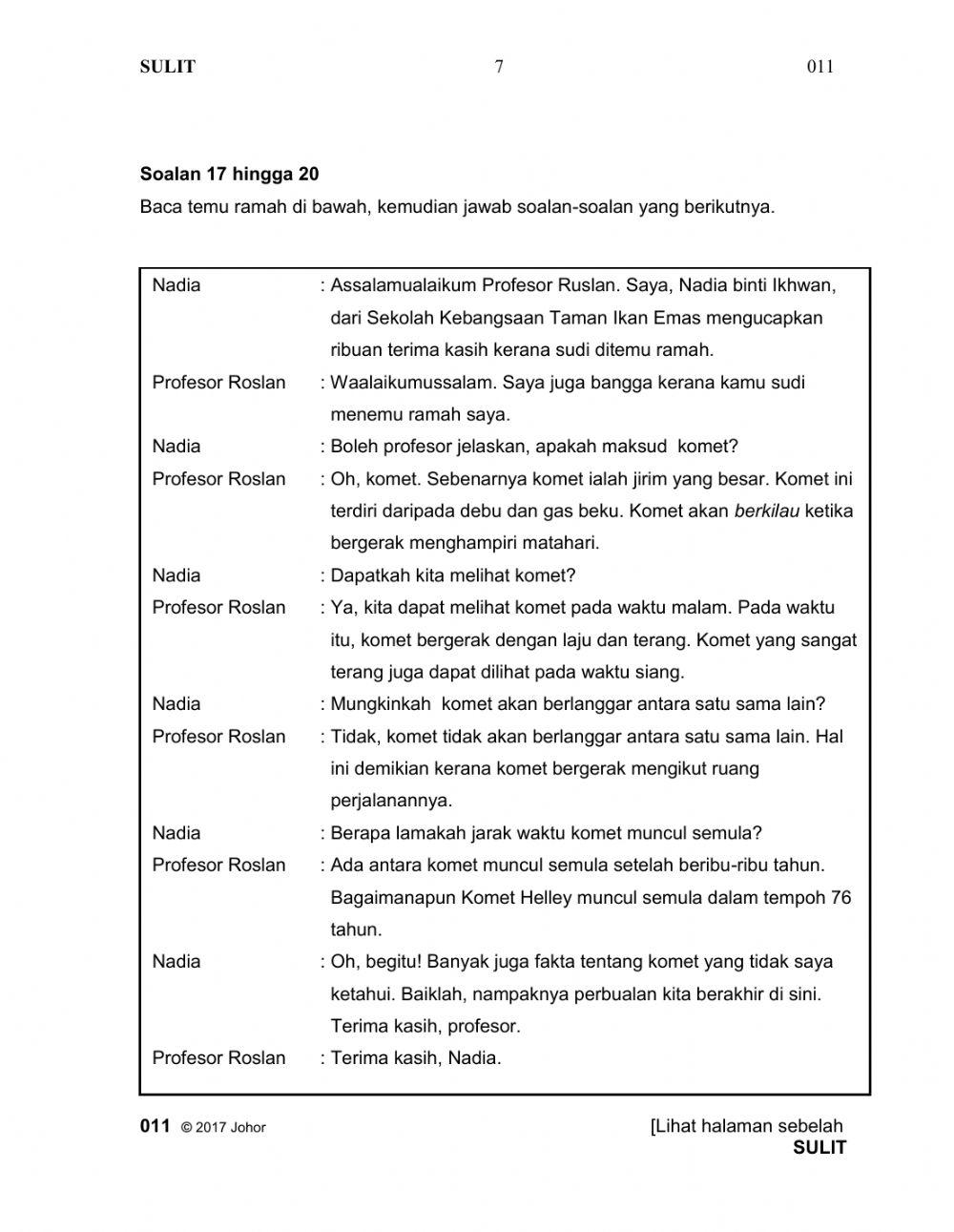 Pemahaman Bahagian A