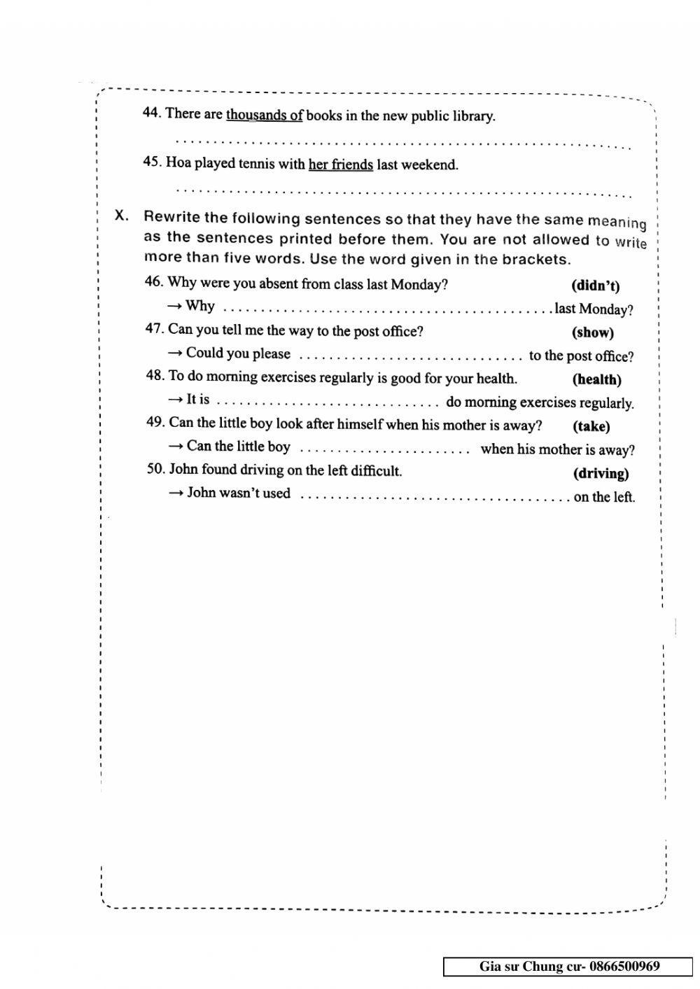 English 6 - Đề số 21