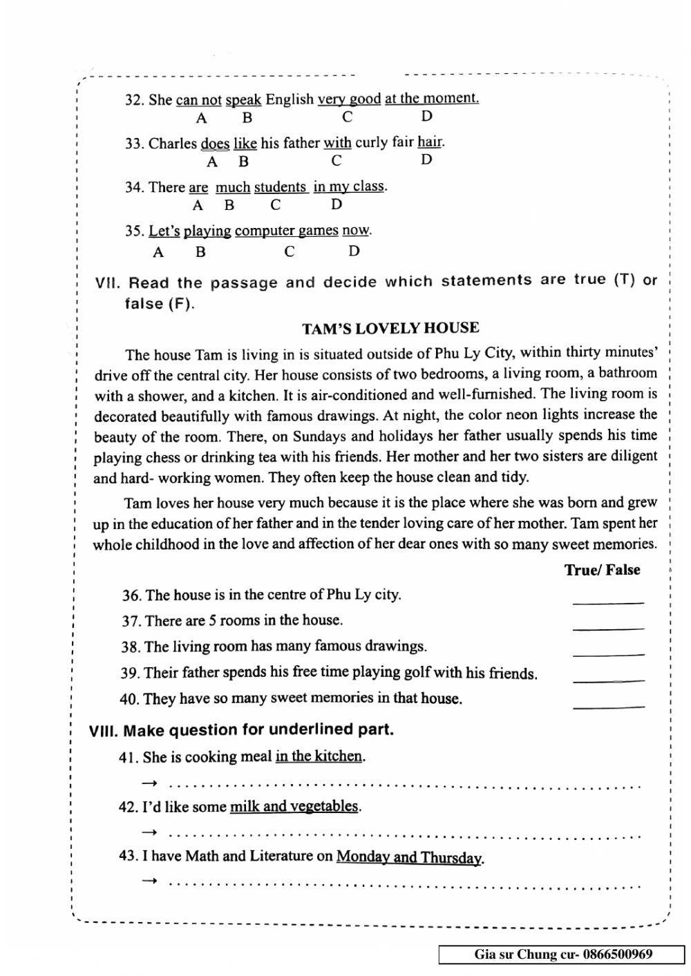 Chinh Phục bộ đề thi Tiếng Anh vào lớp 6 - Đề 23