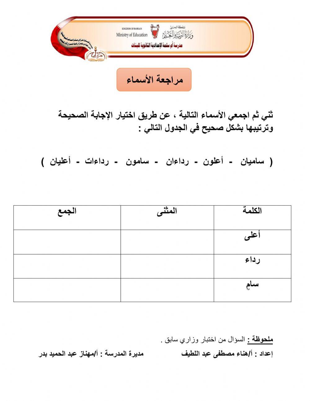 مراجعة الأسماء