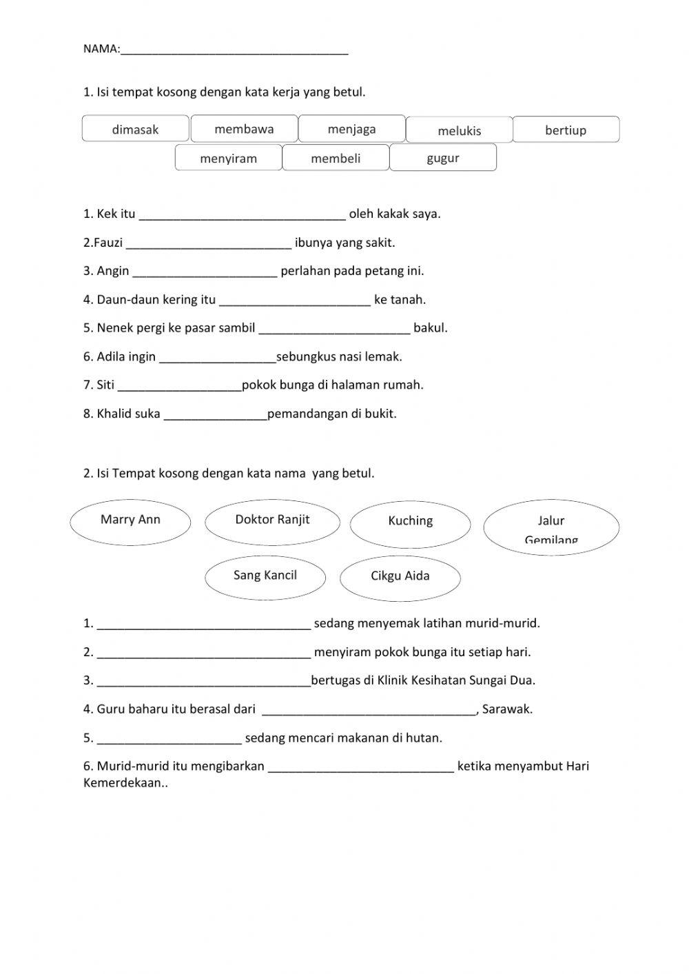 Kata Kerja dan Kata Nama