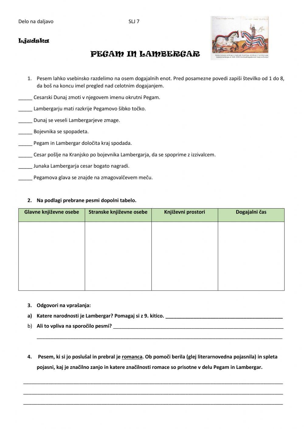 Pegam in Lambergar UL (vprašanja odprtega tipa)