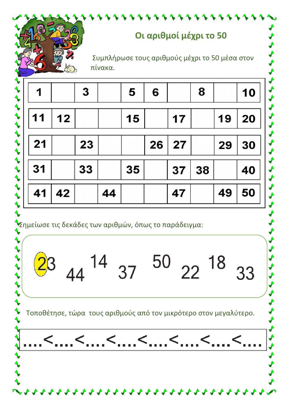 Κεφάλαιο 25 Οι αριθμοί μέχρι το 50