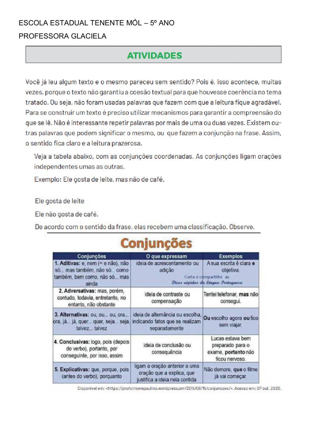 Emprego de conjunções