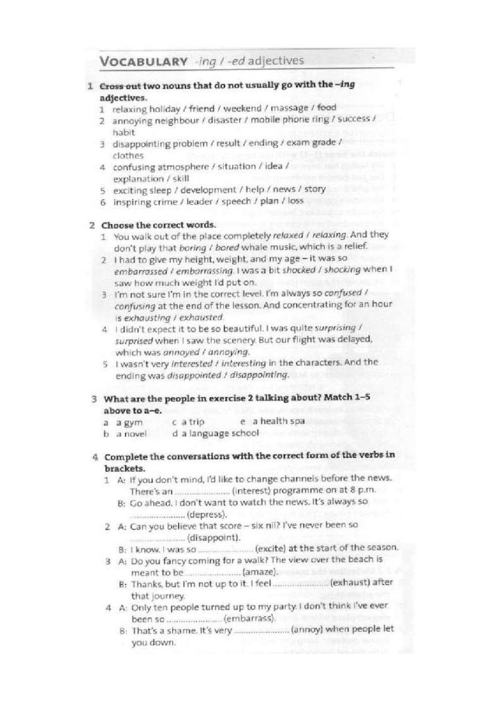 Outcomes Int ed-ing adjectives