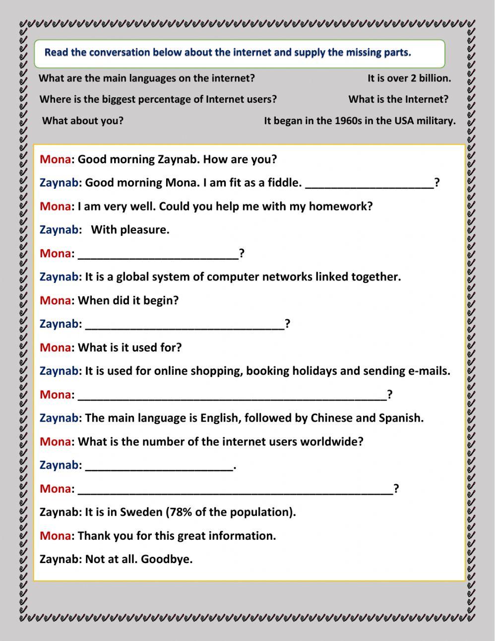 Conversation about the Internet