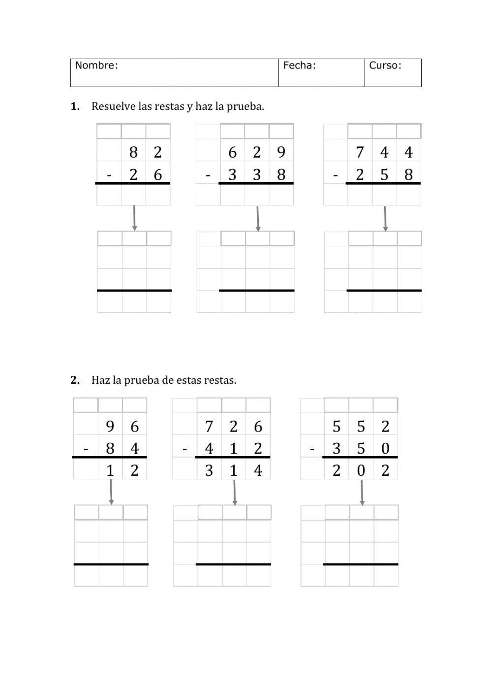 Prueba de la resta, calculo mental y polígonos.