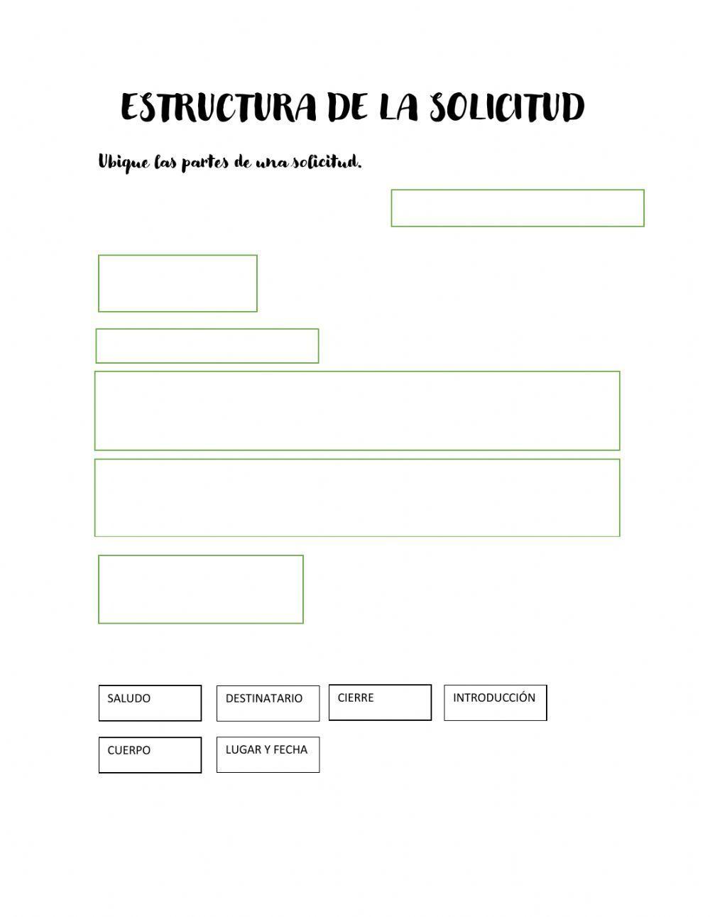 Estructura de la solicitud interactive worksheet | Live Worksheets