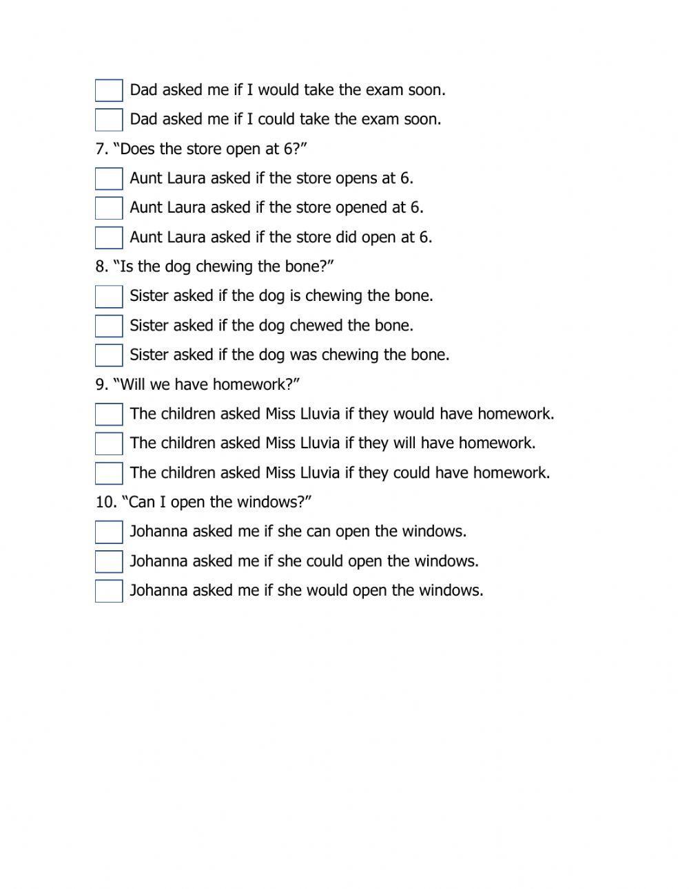 Reporting Yes-No Questions