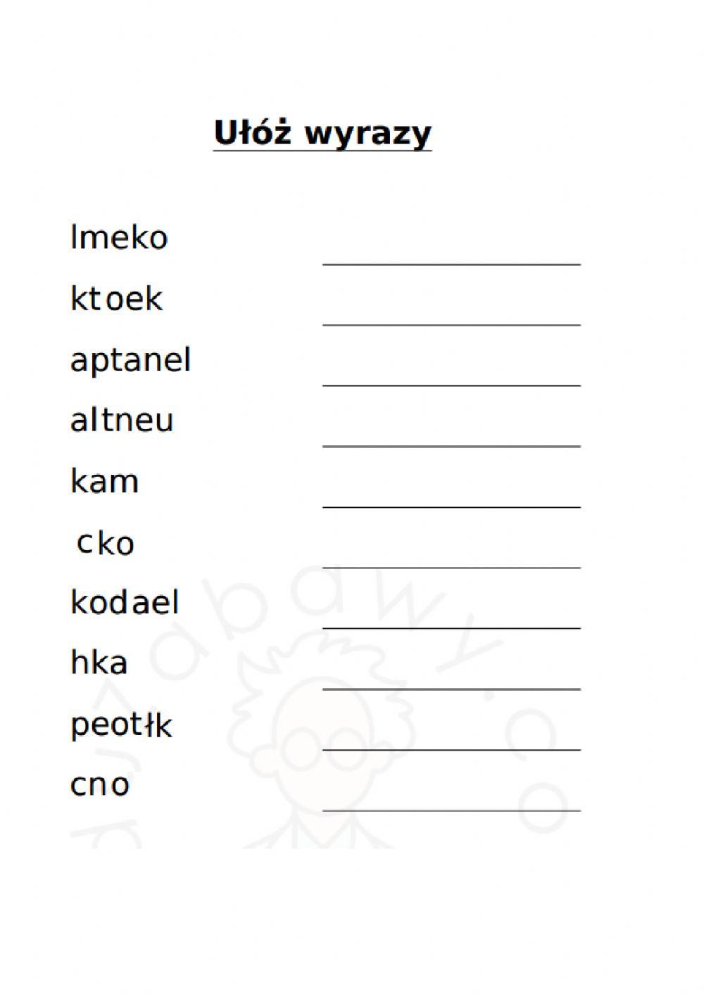 Jakie to wyrazy? worksheet Live Worksheets
