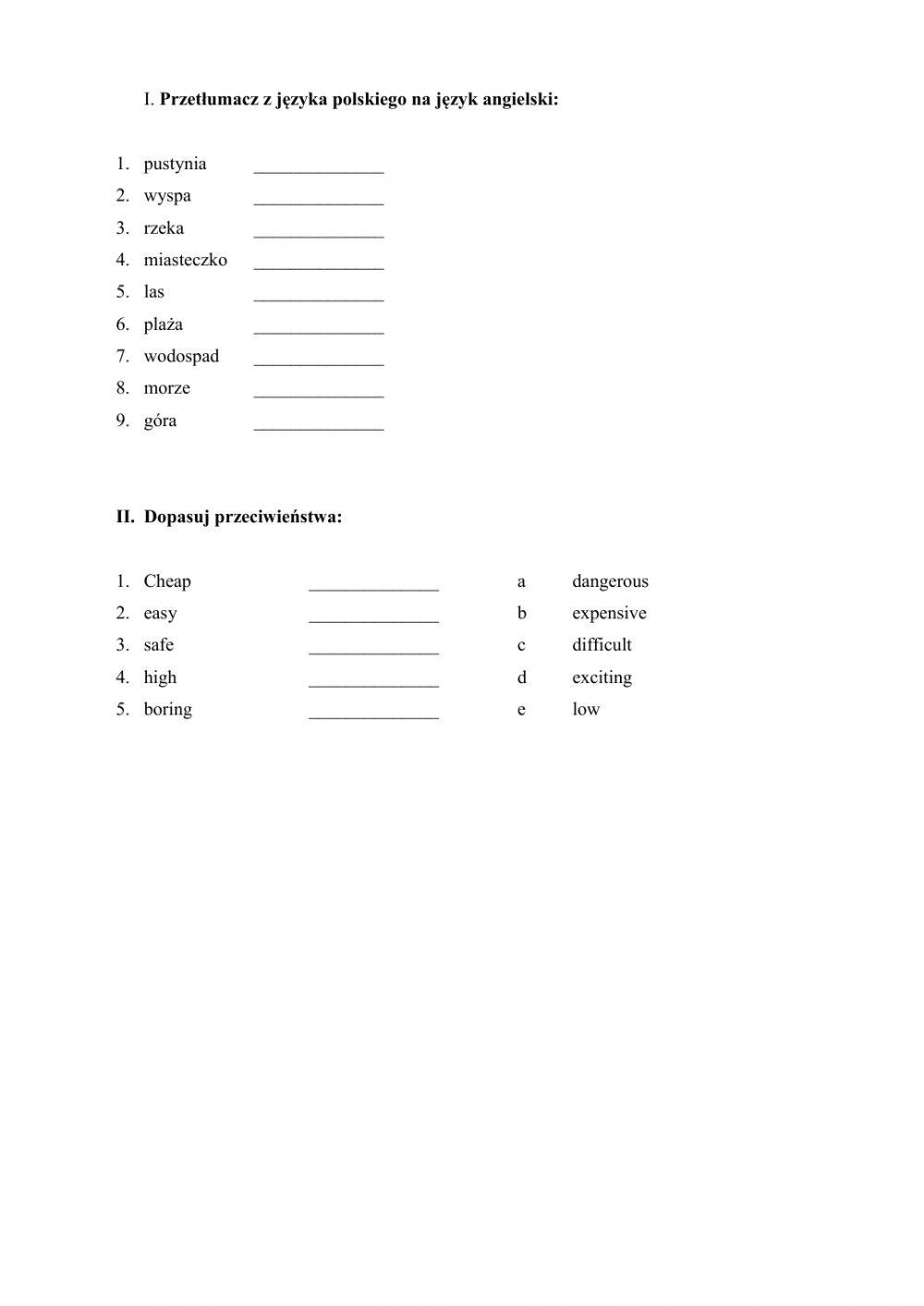 English Class A1+ Unit 4 quick vocabulary test