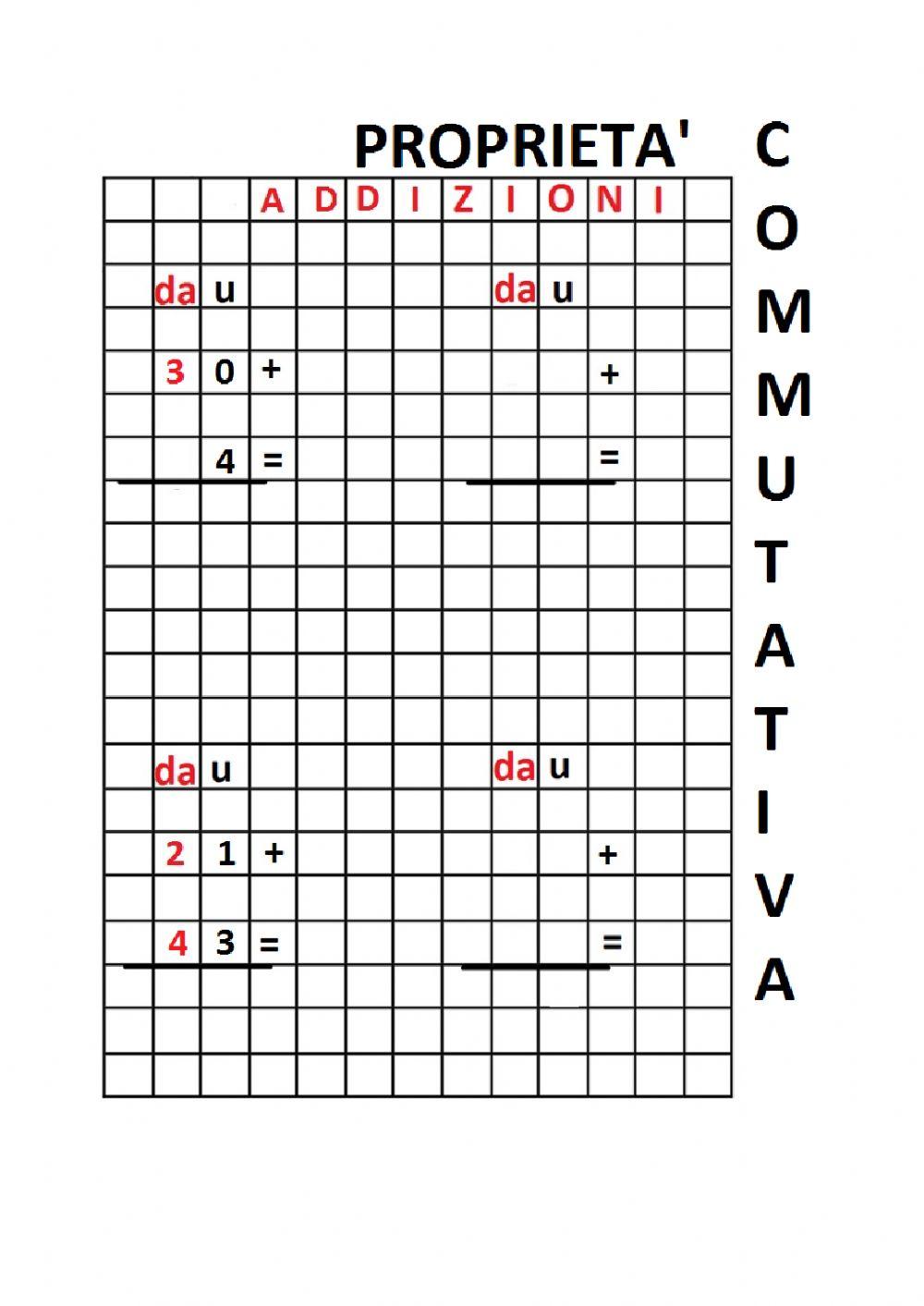 Addizioni e pr. commutativa