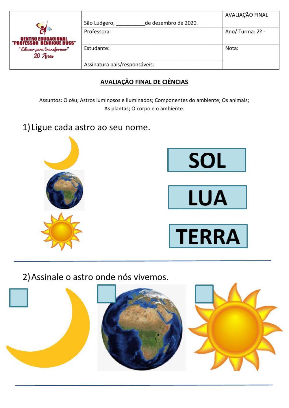 Exame final de Ciências