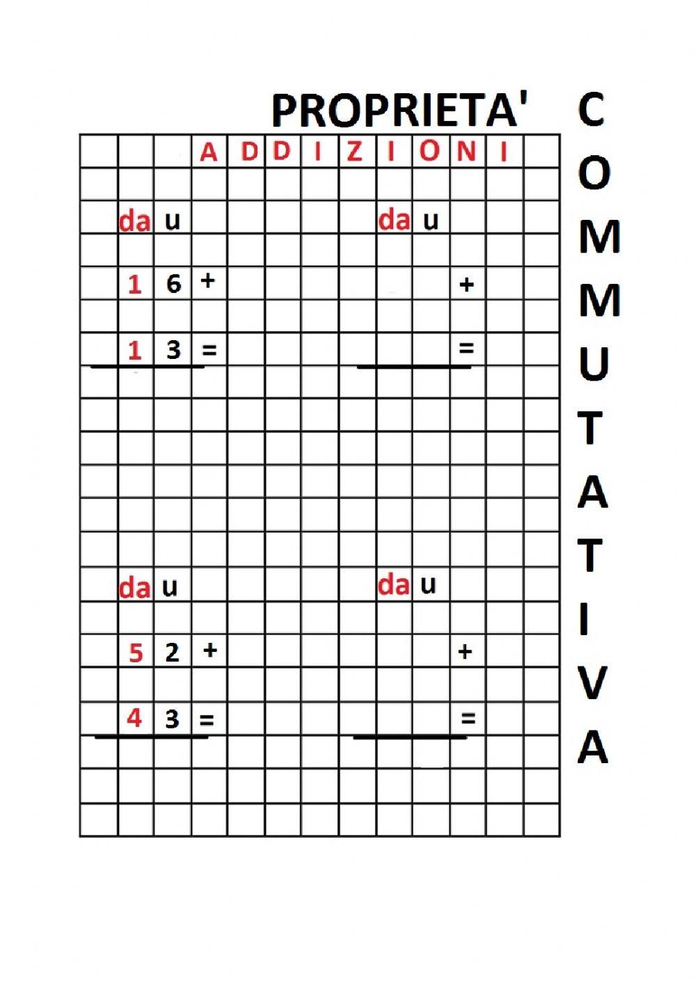 Addizioni e pr. commutativa