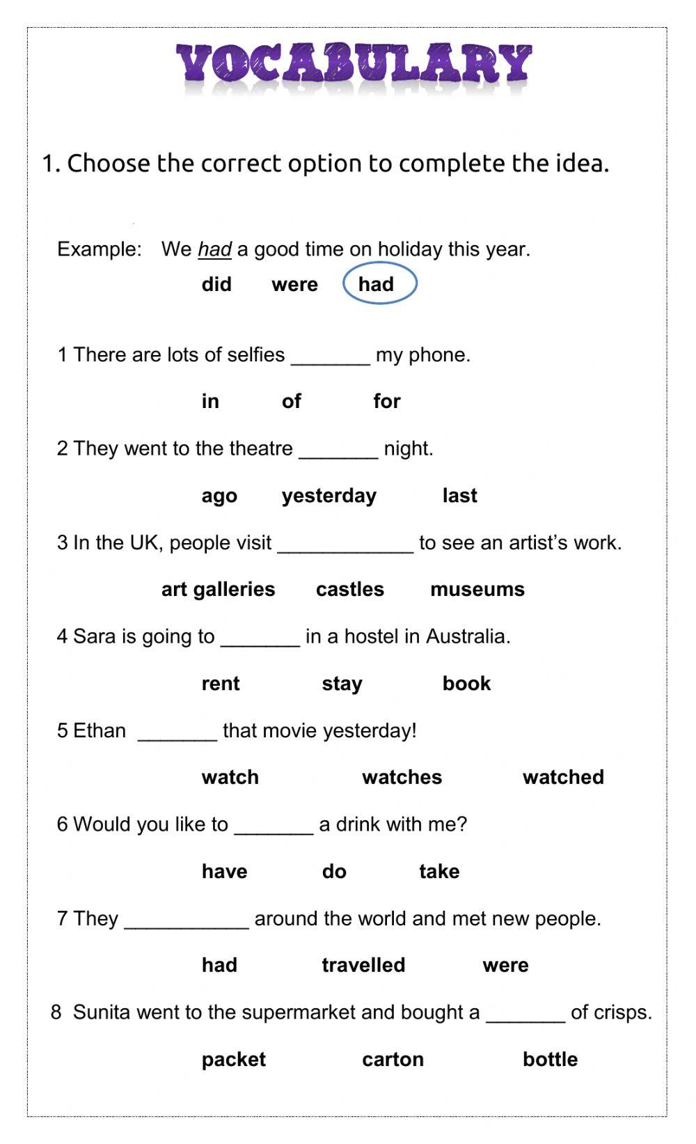 Adults - vocabulary - final exam 2020