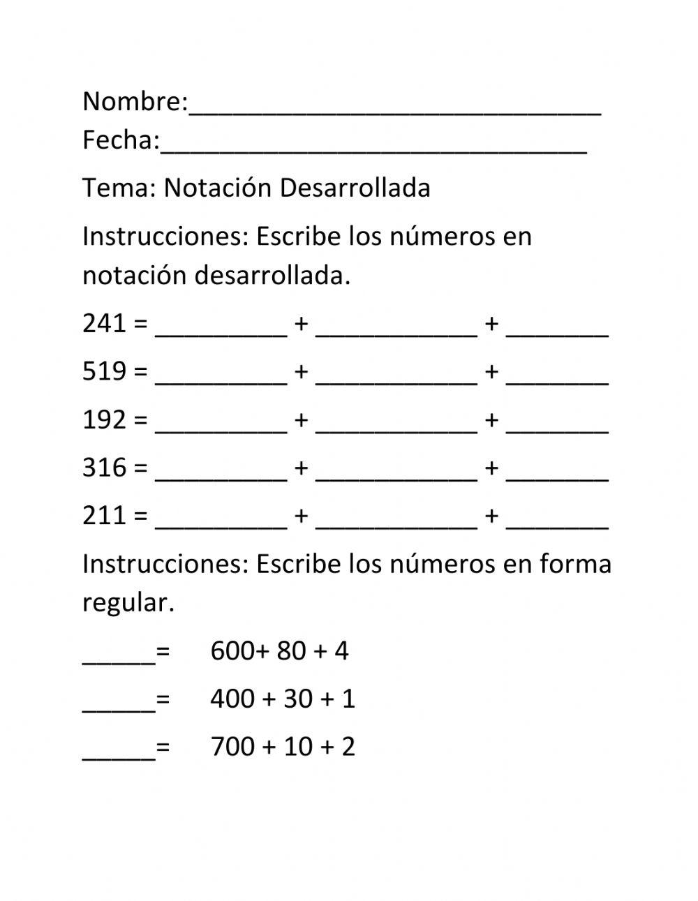 Notación Desarrodada