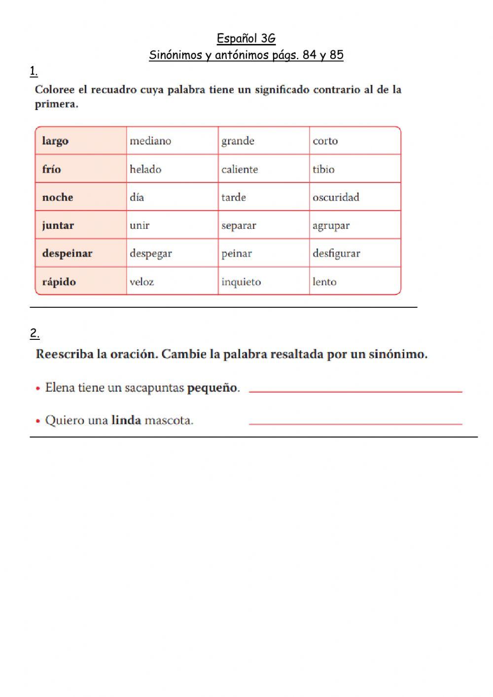 Español 3G-P84 y 85