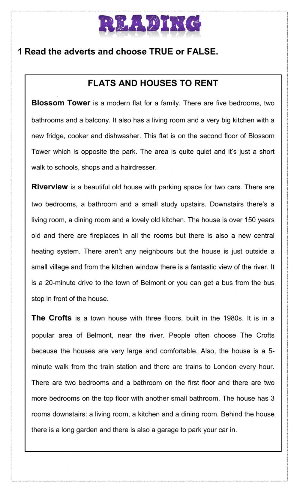 Adults - reading test - final exam 2020