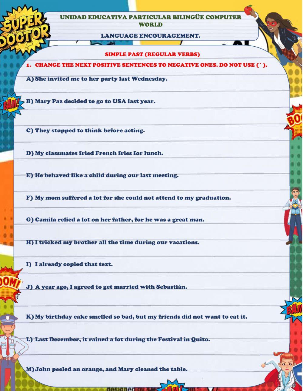 Simple past regular verbs