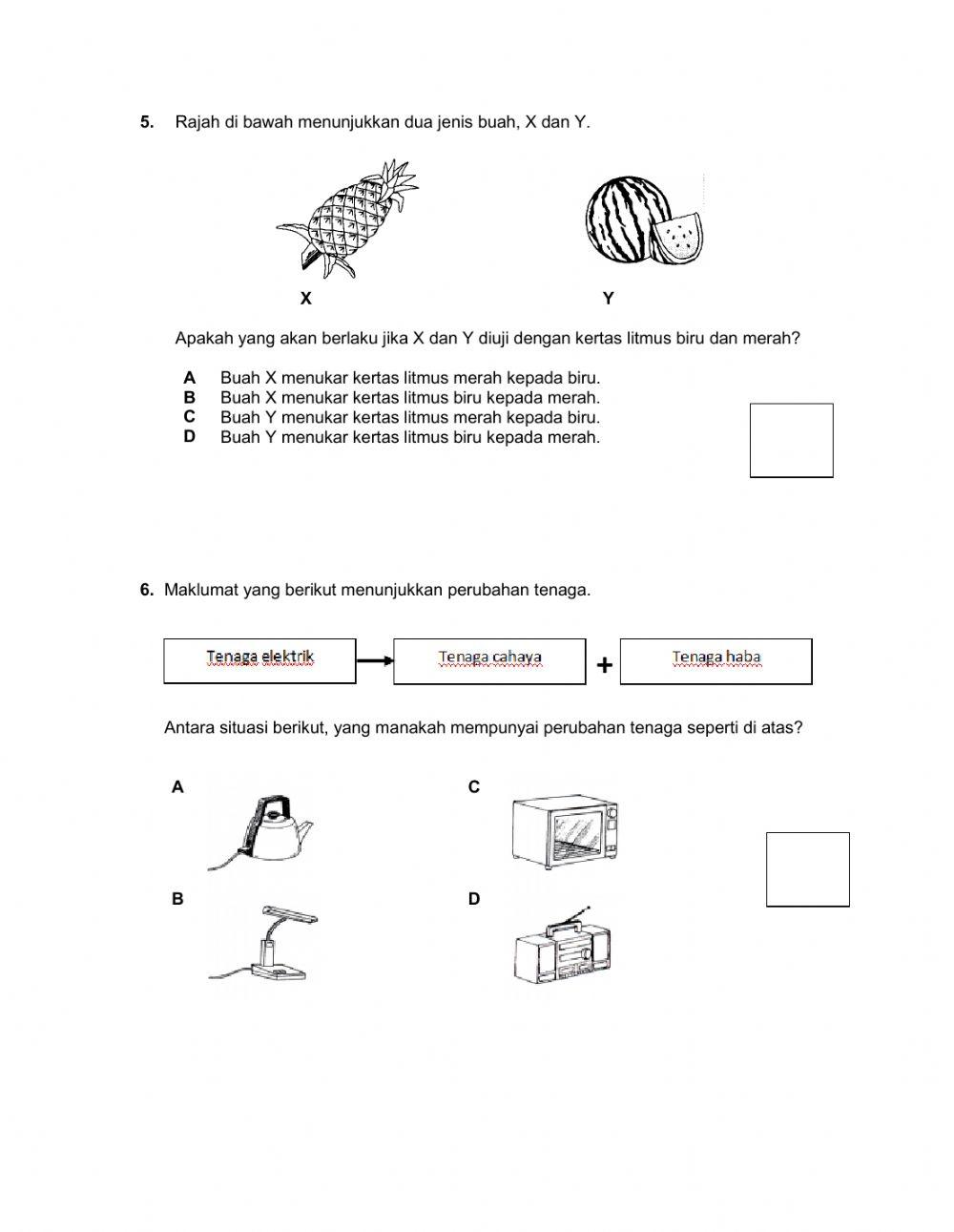 Kuiz Sains Tahun 4 (Set 2)