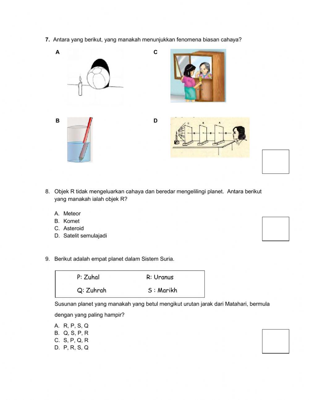 Kuiz Sains Tahun 4 (Set 2)