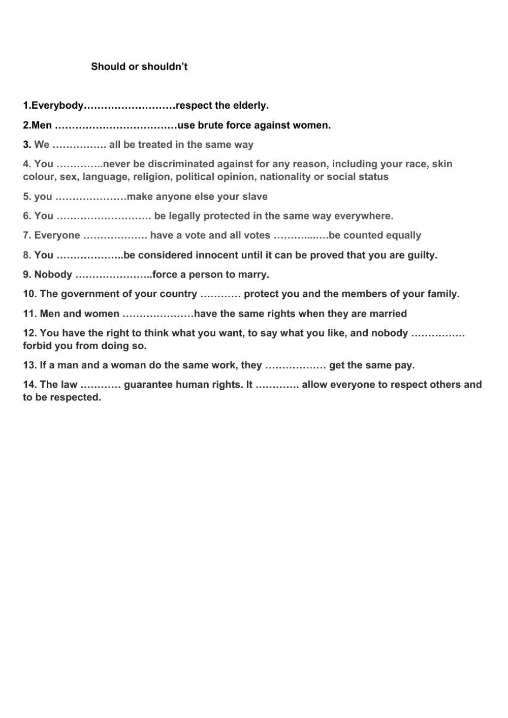 Universal Declaration of Human Rights - Should or Shouldn't