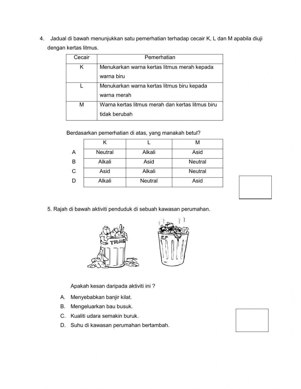 Kuiz Sains Tahun 6 (Set 2)