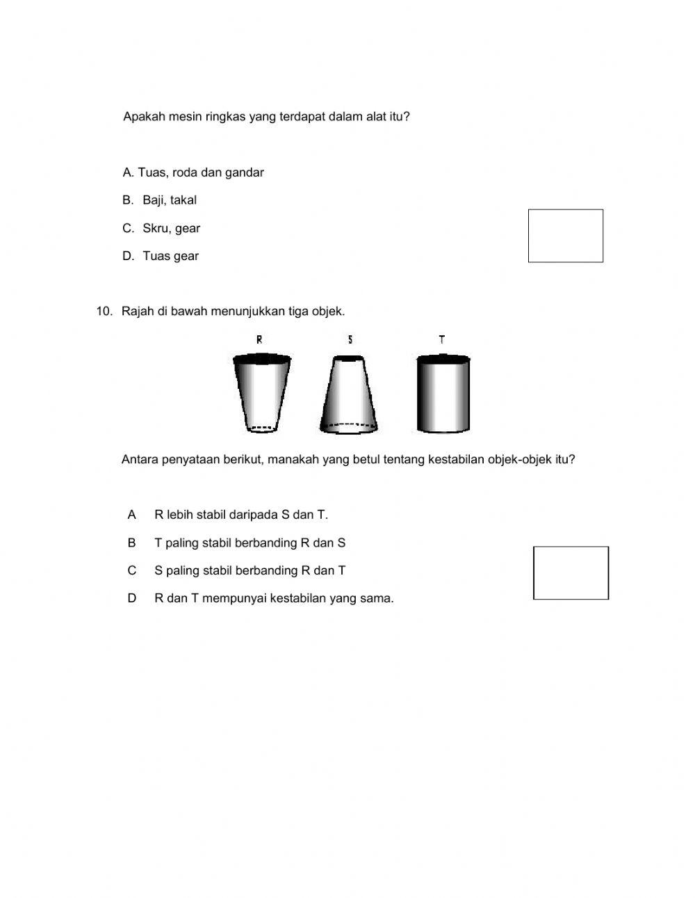 Kuiz Sains Tahun 6 (Set 2)